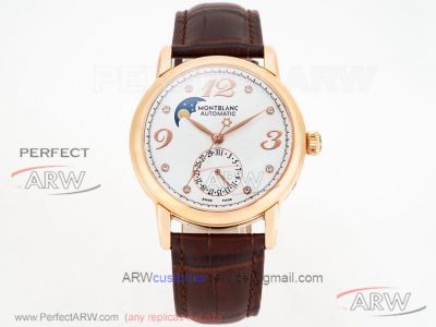 MBL Factory Montblanc Star Legacy Moonphase 42mm Silver Diamond Dial Rose Gold Case 9015 Watch